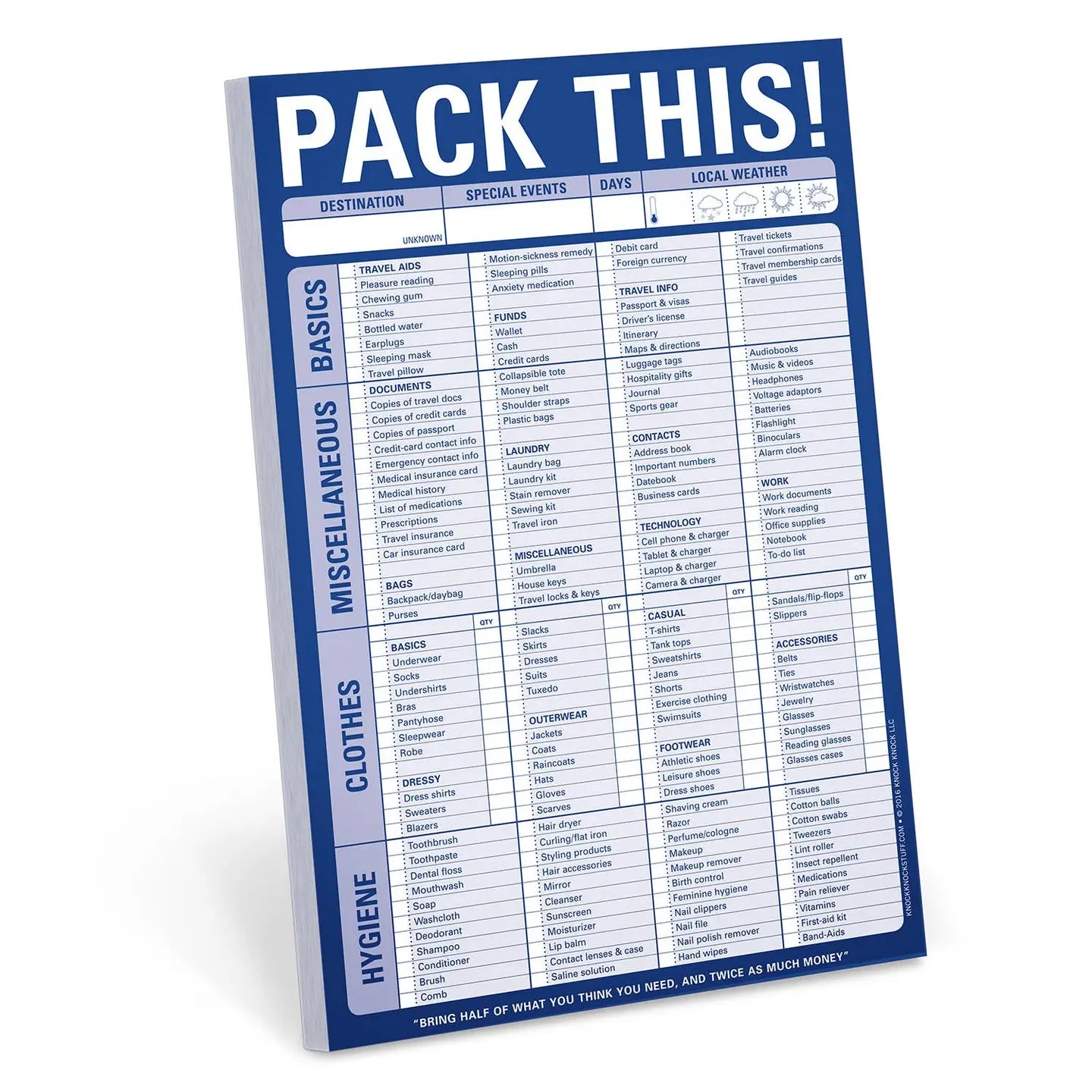 Pack This Notepad