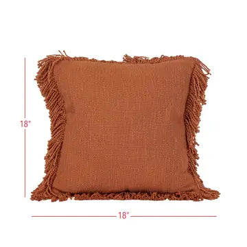 Rust Yarn Fringe Pillow