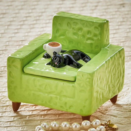 Black Cat Chair Trinket Box