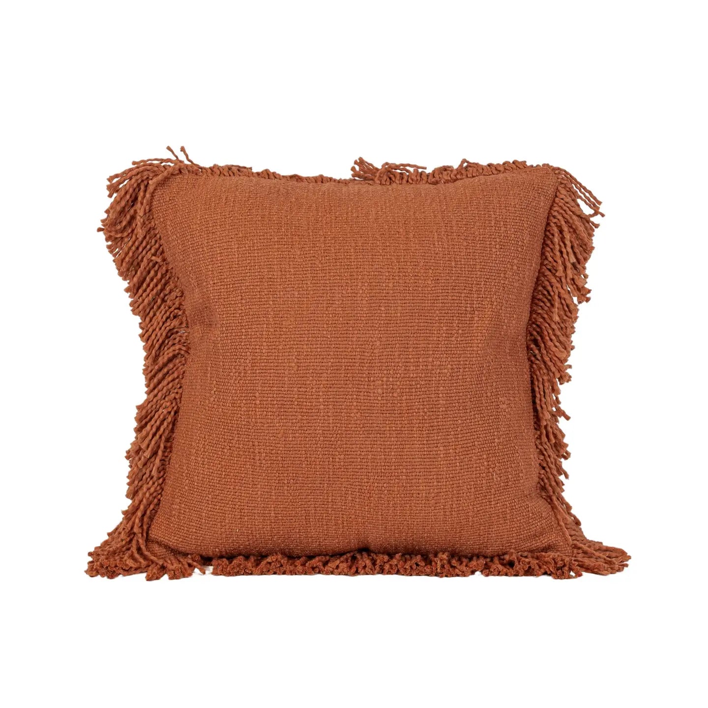 Rust Yarn Fringe Pillow