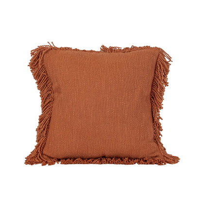 Rust Yarn Fringe Pillow
