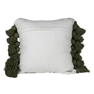 Green Stripe Pom Pom Pillow