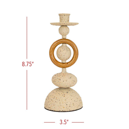 Tan and Metal Textured Candle Holder