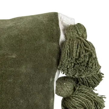 Green Stripe Pom Pom Pillow