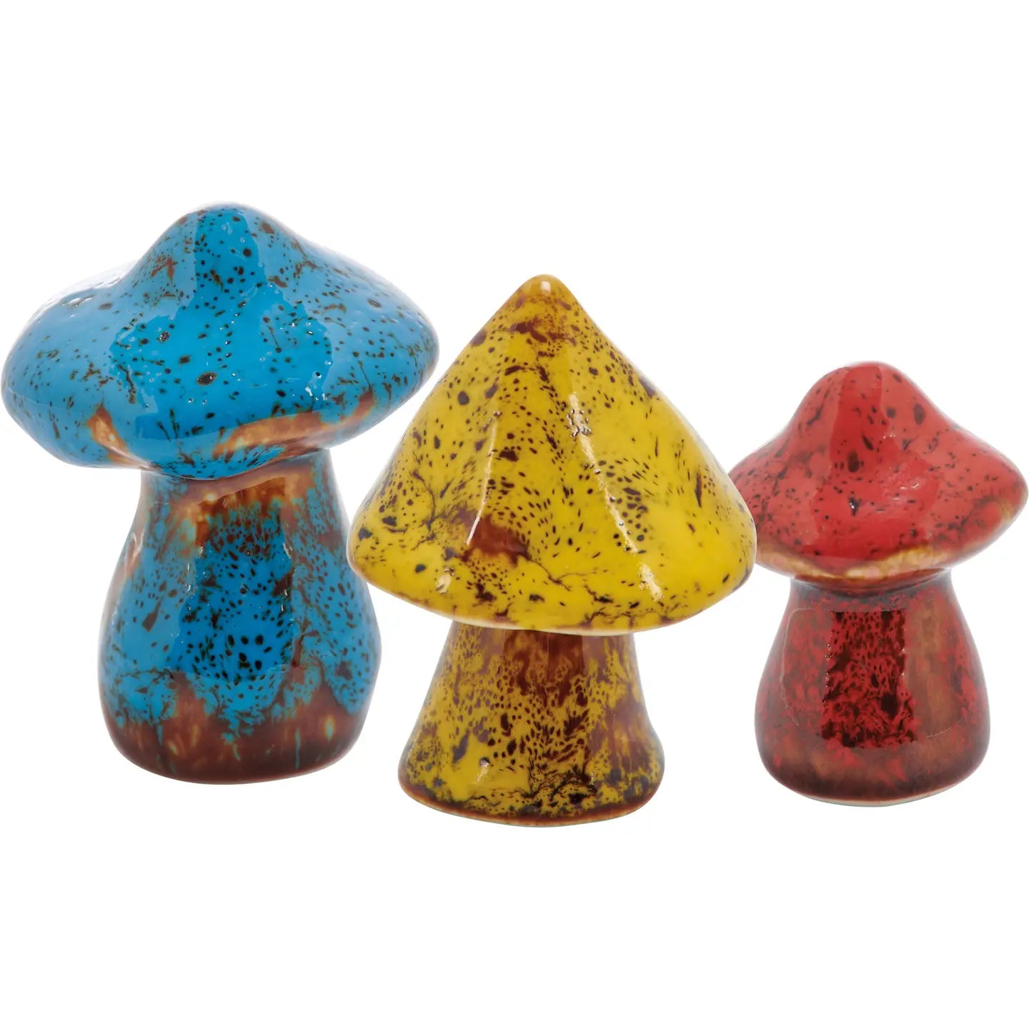 Glazed Wild Mushrooms Figurines-set of 3