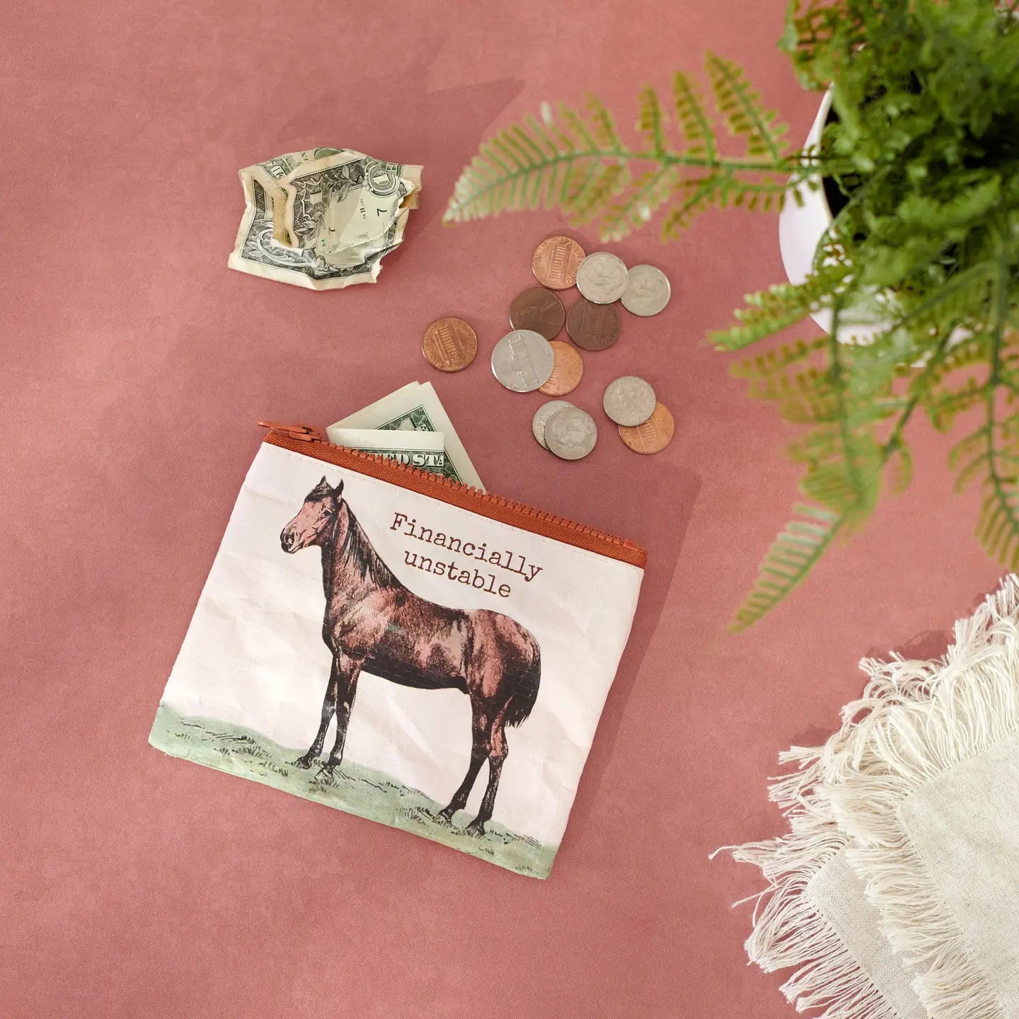 Financially Unstable Horse Zipper Wallet